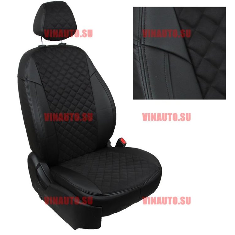 Авточехлы MITSUBISHI- Outlander-XL/PEUGEOT- 4007 с 07-/CITROEN- C-Crosser с 07- (Ромб-Альк.) чер+чер