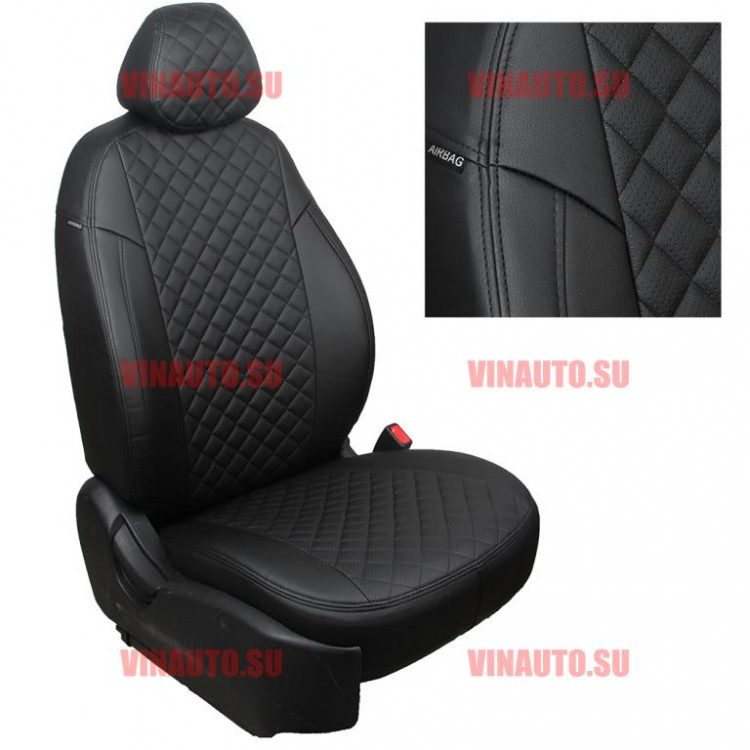 Авточехлы VW- Golf plus с 04-14\Tiguan 2007-2016 (без столиков) (Ромб) чер+чер