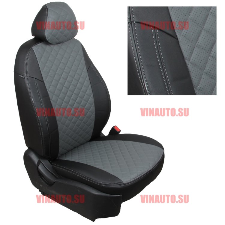 Авточехлы HYUNDAI- Creta 2016-2021 (Ромб) чер+сер Авточехлы HYUNDAI- Creta 2016-2021 (Ромб) чер+сер