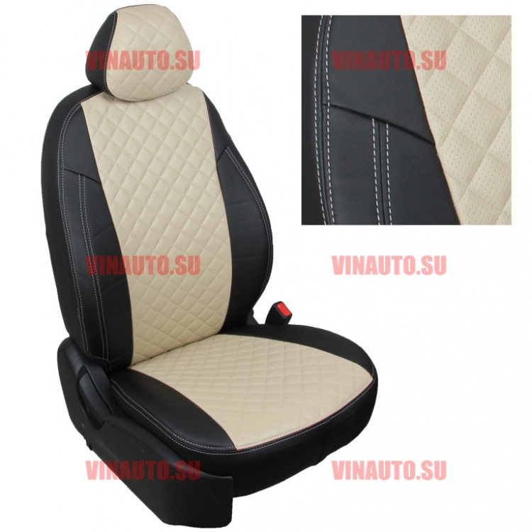 Авточехлы SKODA-Rapid 40\60 с 14-\VW Polo c 20- (без заднего подлокотника) (Ромб) чер+беж Авточехлы SKODA-Rapid 40\60 с 14-\VW Polo c 20- (без заднего подлокотника) (Ромб) чер+беж