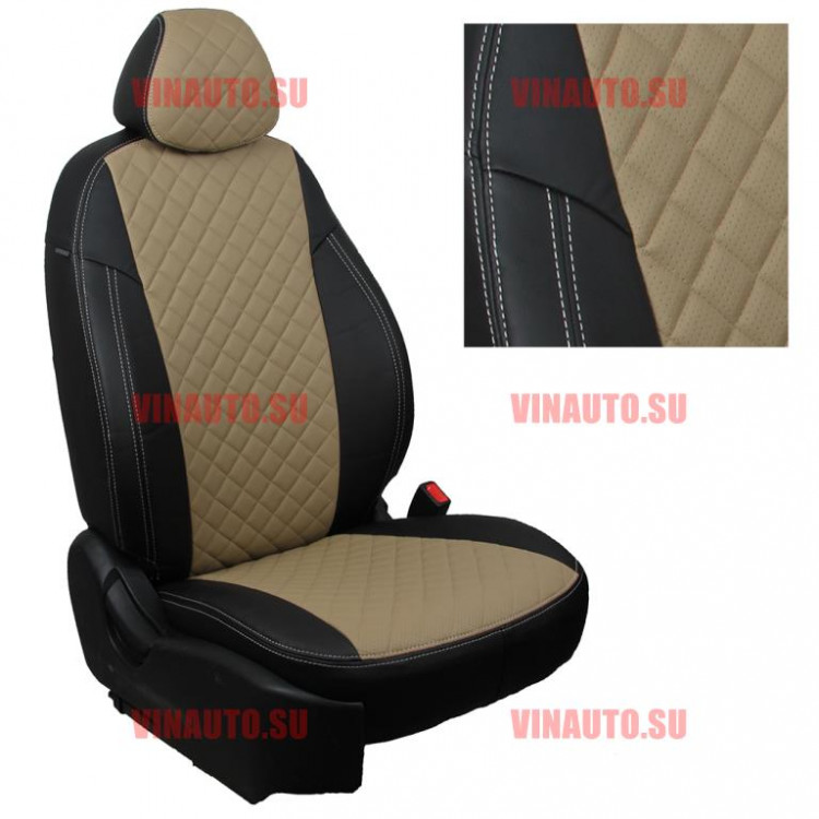 Авточехлы HYUNDAI-Tucson I с 04-10/Kia Sportage II c 04-08 (Ромб) чер+тем.беж