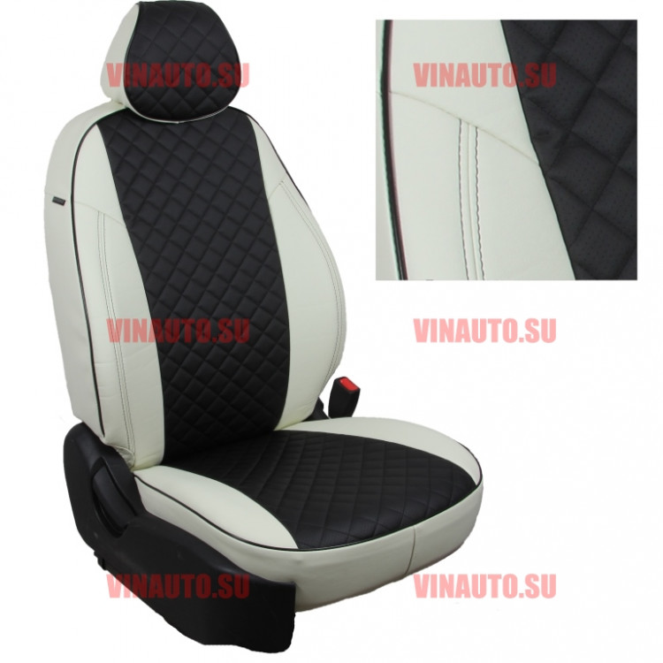 Авточехлы KIA-Optima с 2016-/HYUNDAI-Sonata  LF с 2014 (Ромб) бел+чер
