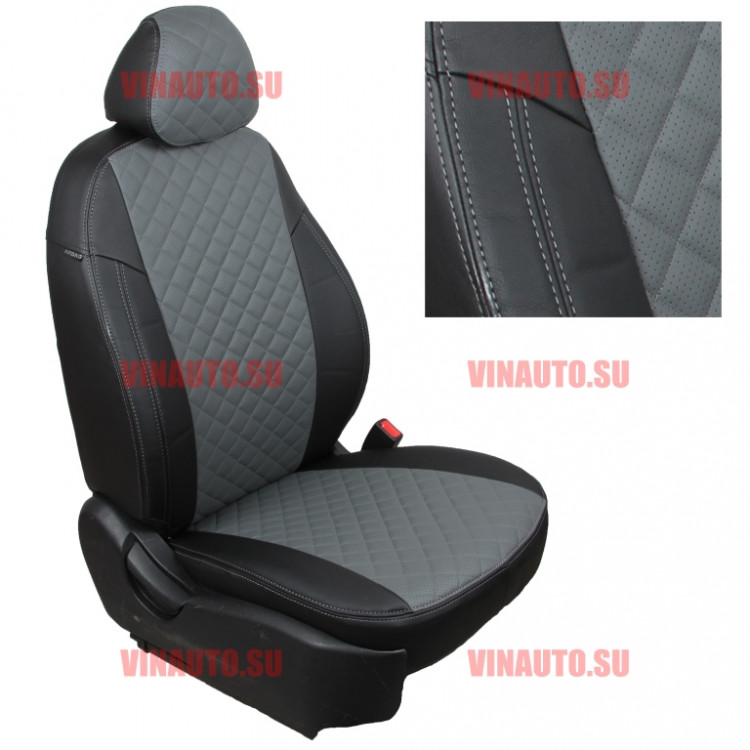 Авточехлы RENAULT-Logan 2004-2014 (Ромб) чер+сер